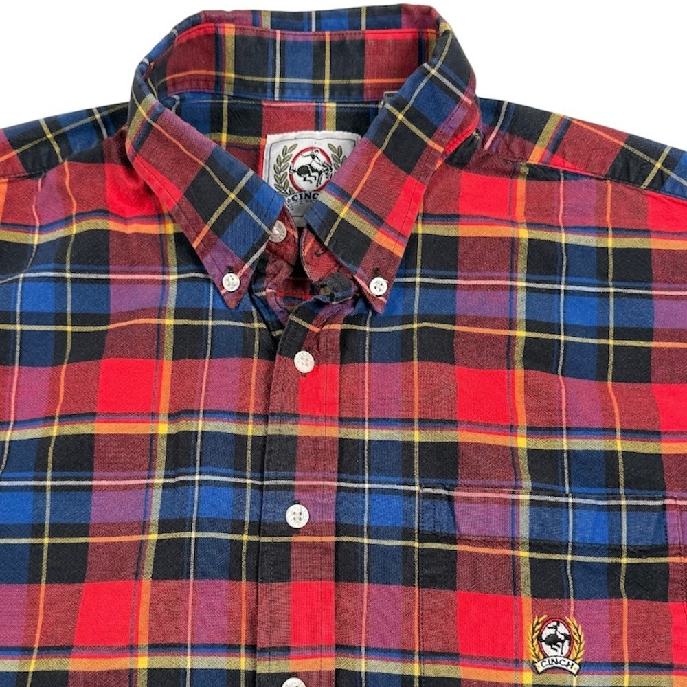 Cinch Button Down Shirt Mens XL Multicolor Plaid Long Sleeve Logo Cotton Western